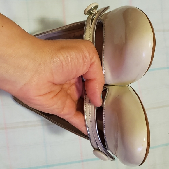 BCBGirls Off White Button Strap Mirror Heels - Picture 6 of 8